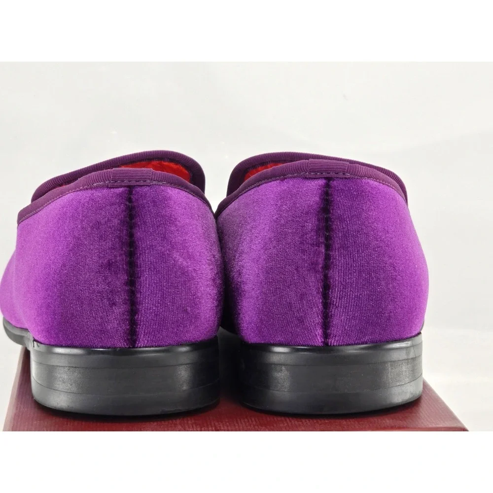 Erphpre Paul Shoes Men's Sz 8 - Purple Velvet - Comfy‎ - Metal Lion Head gold